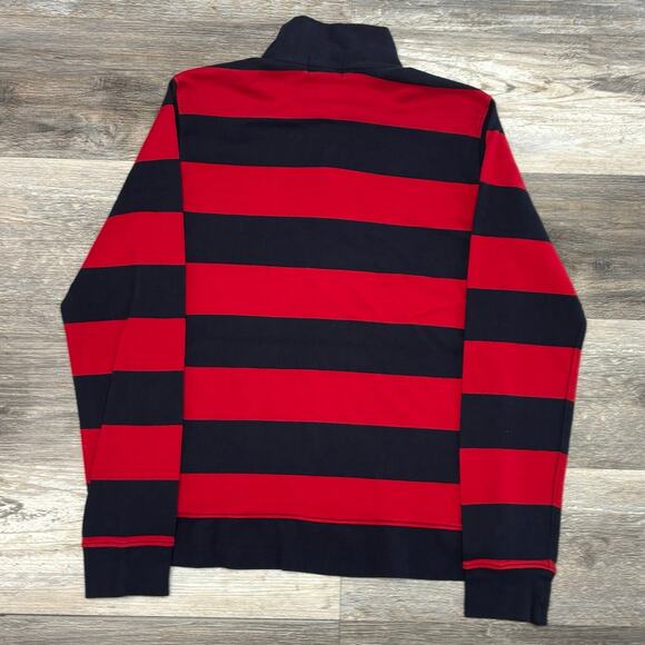 Polo Ralph Lauren Blue Red Striped Boys XL Quarter Zip Mock Pullover Sweater EUC - Picture 3 of 10